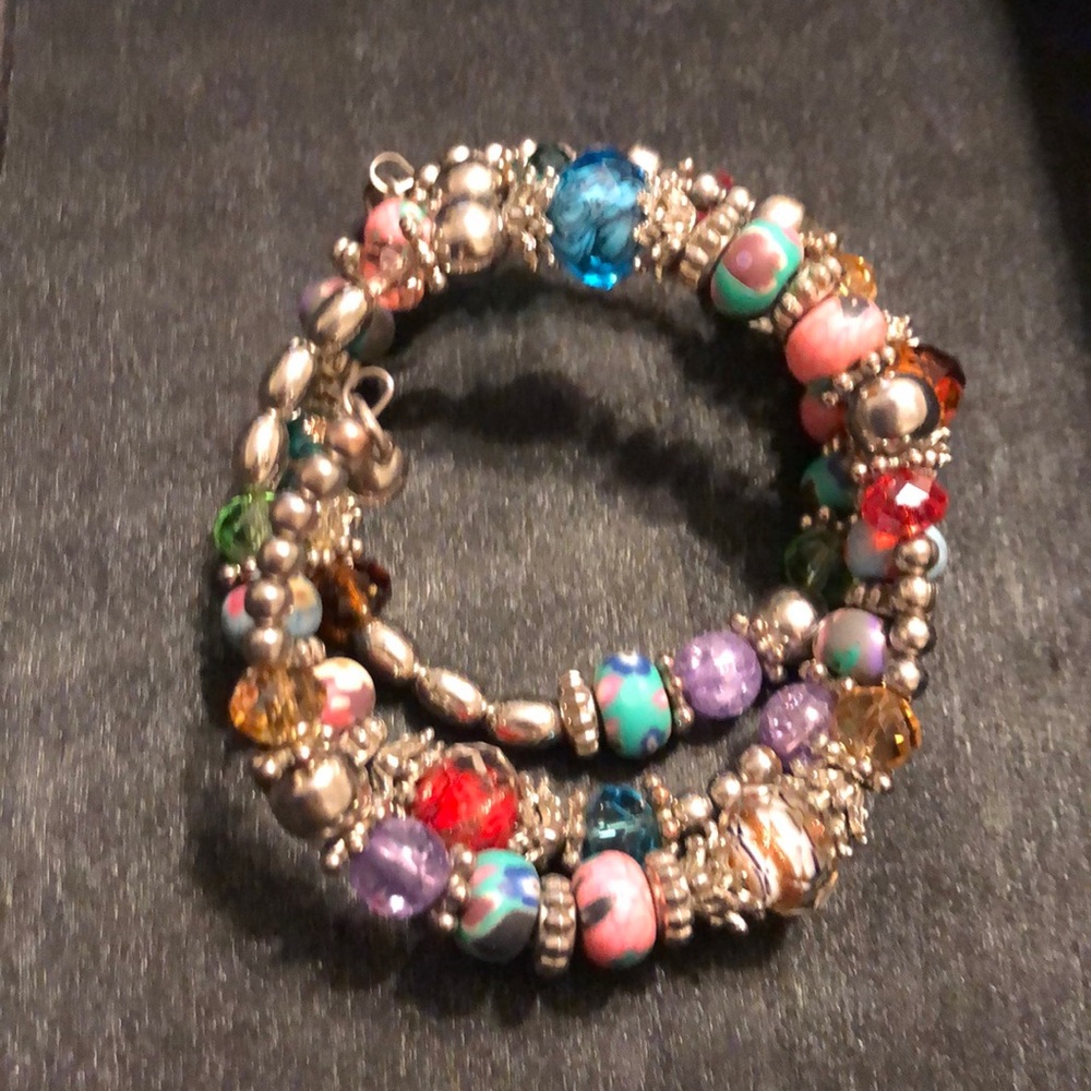 Colorful Beaded Coil Wrap Bracelet